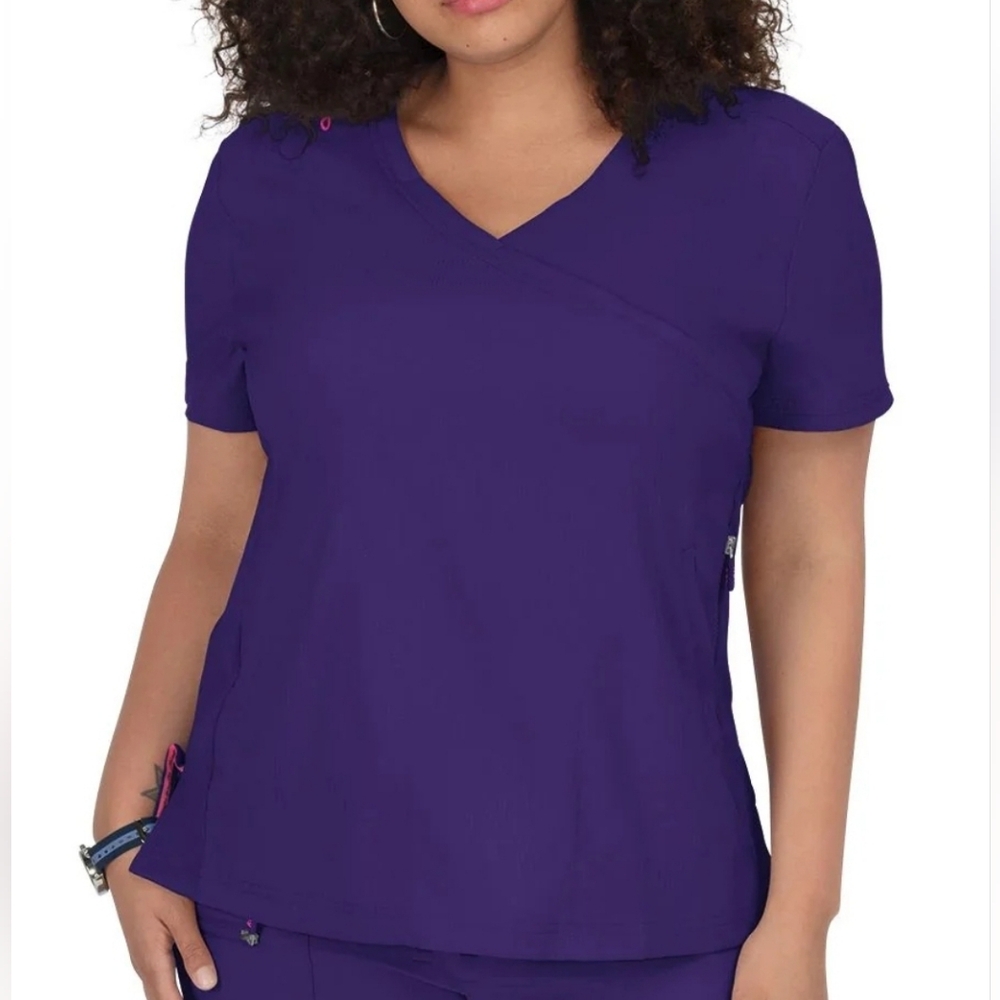 Koi Lite Philiosophy Mock Wrap Scrub top Purple Grape Size XL